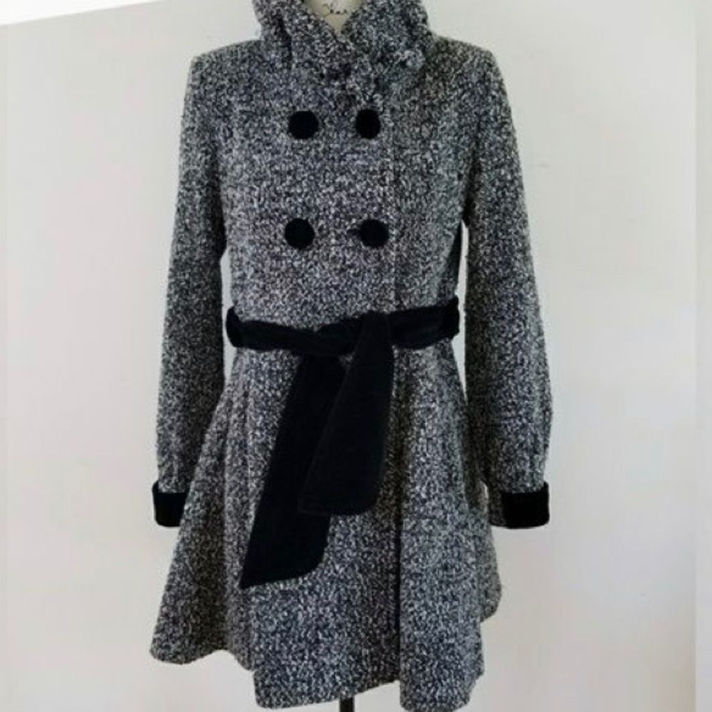 Marbled Fit & Flare Peacoat